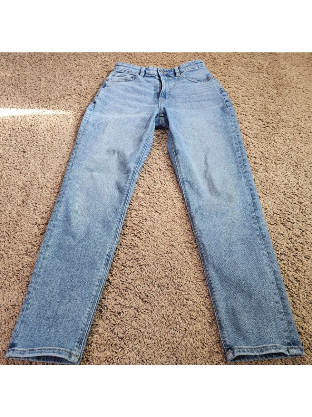 American Eagle Mom Jean Womens 2 High Rise Tapered Denim Light Wash Stretch - Picture 10 of 11